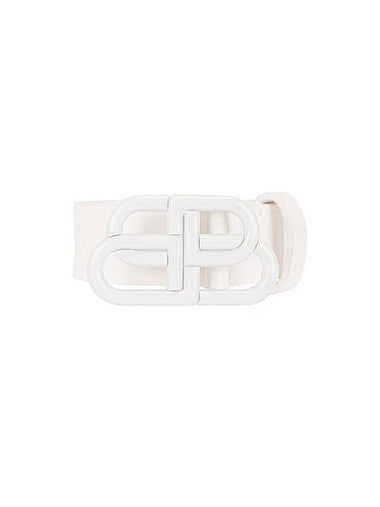 BB Buckle Calf Leather Belt White - BALENCIAGA - BALAAN 1