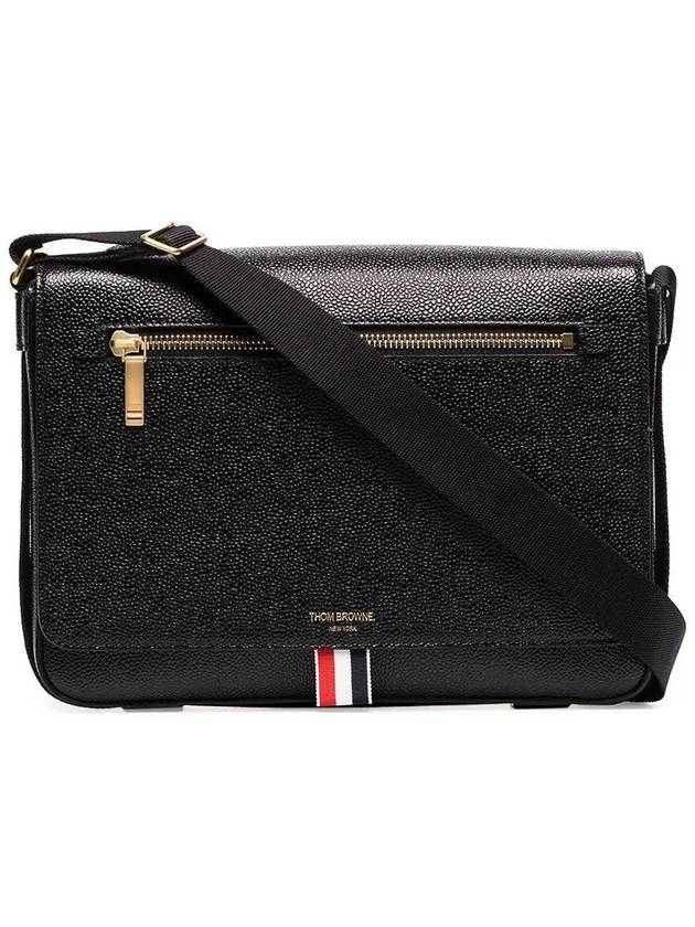 Tonal Strap Leather Reporter Cross Bag Black - THOM BROWNE - BALAAN 3