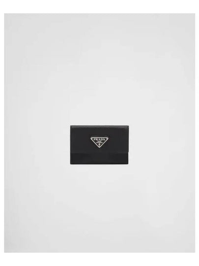 Triangle Logo Saffiano Leather Card Wallet Black - PRADA - BALAAN 2