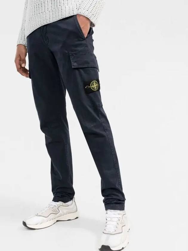 Stretch Broken Twill Garment Dyed Old Effect Cargo Pants Navy - STONE ISLAND - BALAAN 4