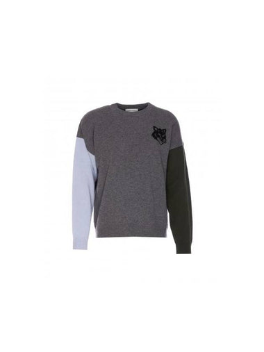 Fox Head Wool Knit Top Grey - MAISON KITSUNE - BALAAN 1