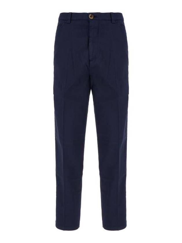 Twill Cotton Straight Pants Ink Blue - BRUNELLO CUCINELLI - BALAAN 1