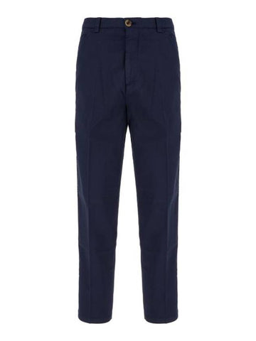 Twill Cotton Straight Pants Ink Blue - BRUNELLO CUCINELLI - BALAAN 1