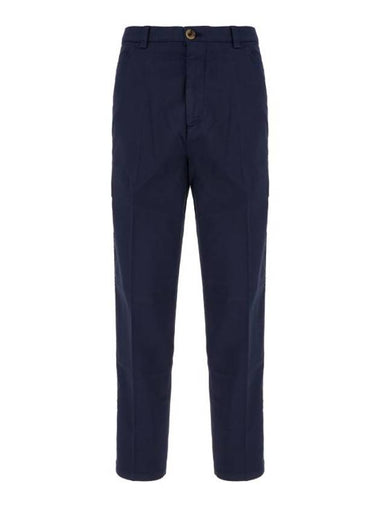 Twill Cotton Straight Pants Ink Blue - BRUNELLO CUCINELLI - BALAAN 1