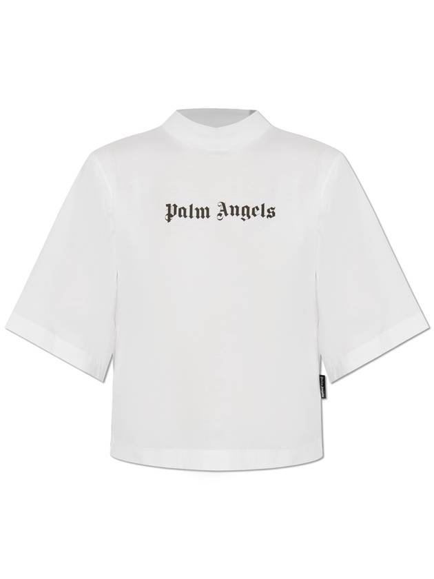 Palm Angels T-shirt With Logo, Women's, White - PALM ANGELS - BALAAN 1