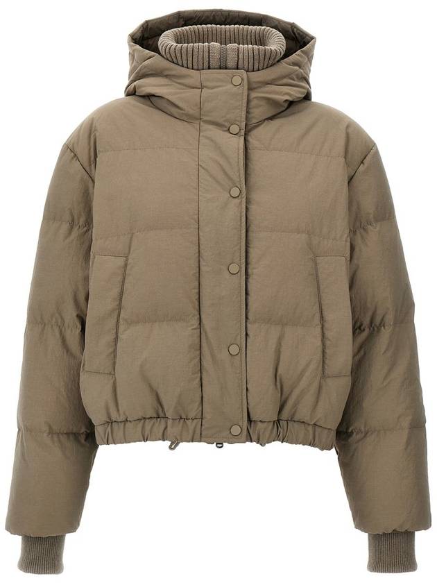 Brunello Cucinelli Hooded Knit Insert Down Jacket - BRUNELLO CUCINELLI - BALAAN 1