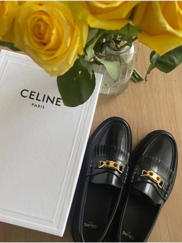 Triomphe Chain Polished Bull Margaret Loafers Black - CELINE - BALAAN 5