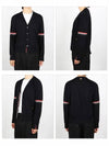 Stripe Armband Merino Wool Cardigan Navy - THOM BROWNE - BALAAN 3