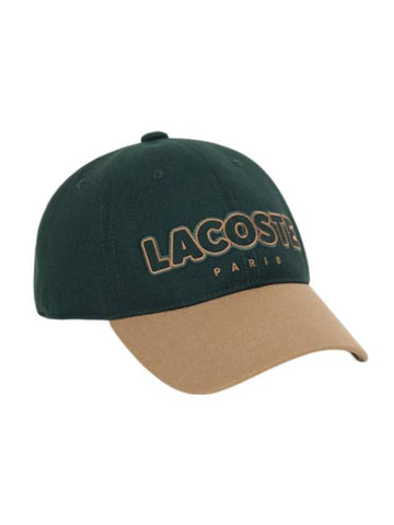 Wool Mix Color Block Baseball Cap Deep Green - LACOSTE - BALAAN 1