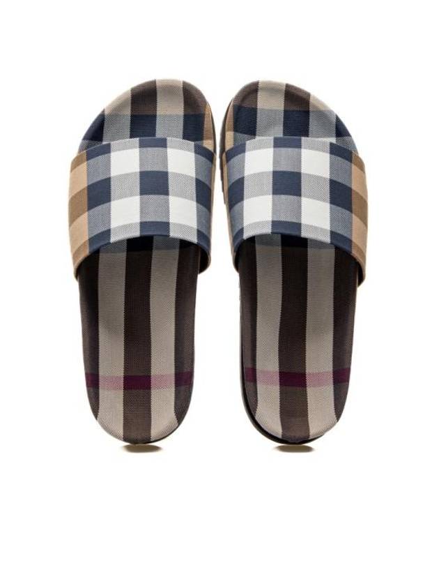 Men's Check Pattern Slippers Brown - BURBERRY - BALAAN 2