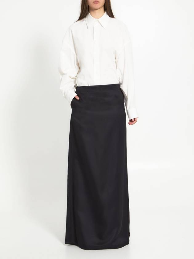 Silk Twill Long A-Line Skirt - BOTTEGA VENETA - BALAAN 3