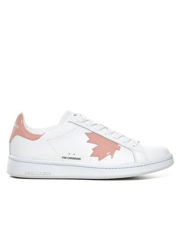 Leather Pink Tab Low Top Sneakers White - DSQUARED2 - BALAAN 1