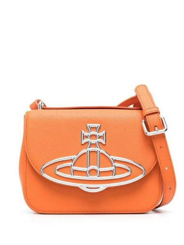 Linda Logo Plaque Saffiano Leather Cross Bag Orange - VIVIENNE WESTWOOD - BALAAN 1