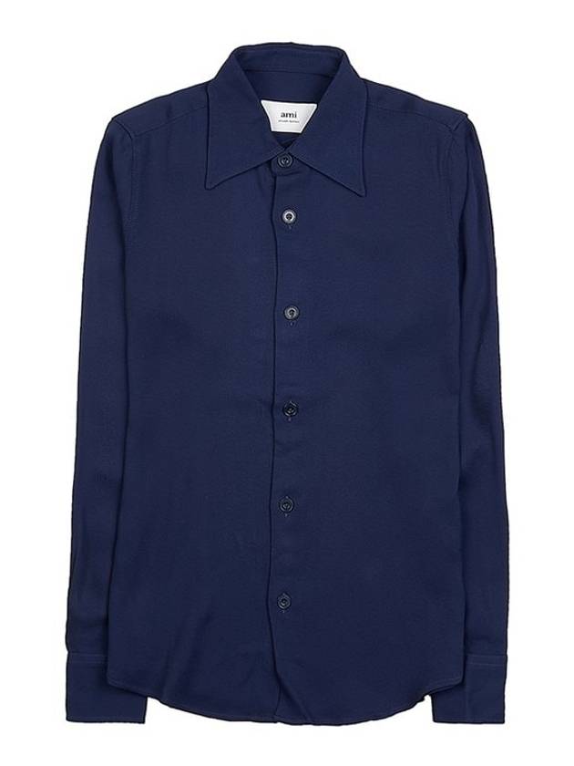 Slim Fit Long Sleeve Shirt Navy - AMI - BALAAN 2