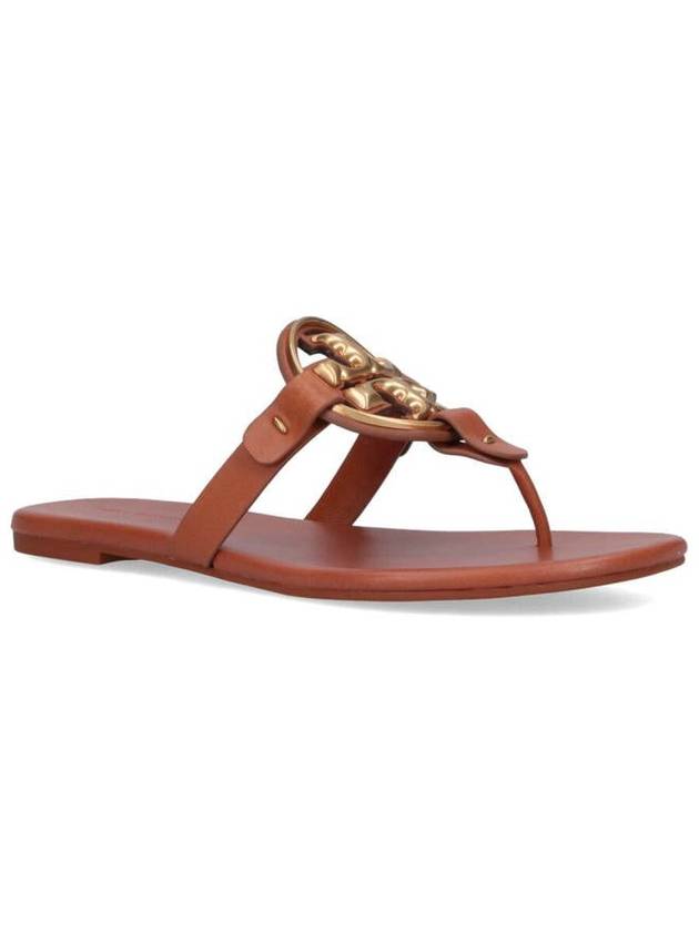 Women's Metal Miller Soft Flip Flops Brown - TORY BURCH - BALAAN 3