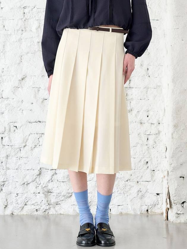 Belt Pleated Skirt Cream - MITTE - BALAAN 3