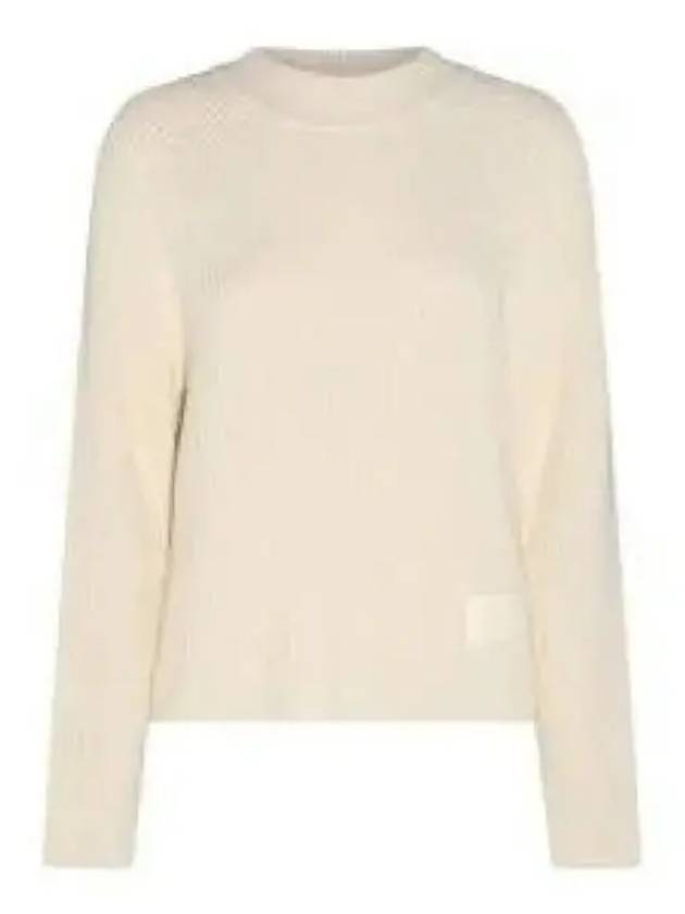 Logo Patch Wool Knit Top Beige - AMI - BALAAN 2