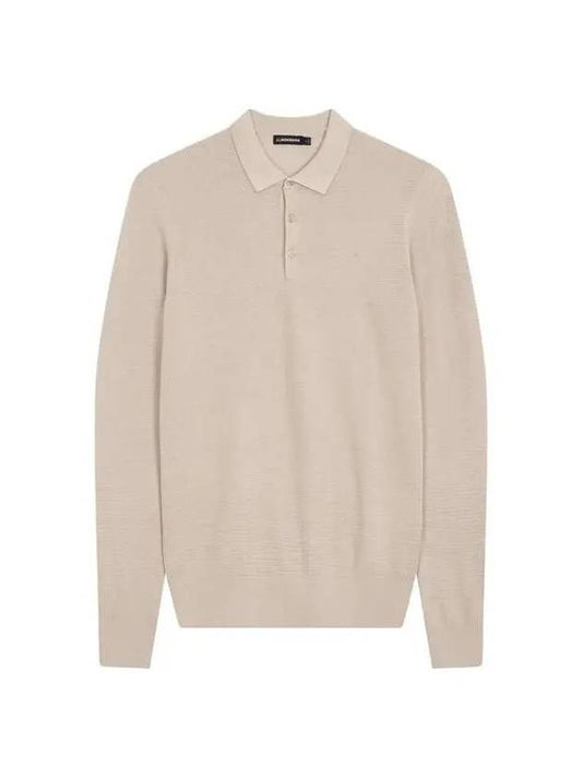 Men Collection Rowan Mesh Long Sleeve Polo Knit Beige 270154 - J.LINDEBERG - BALAAN 1