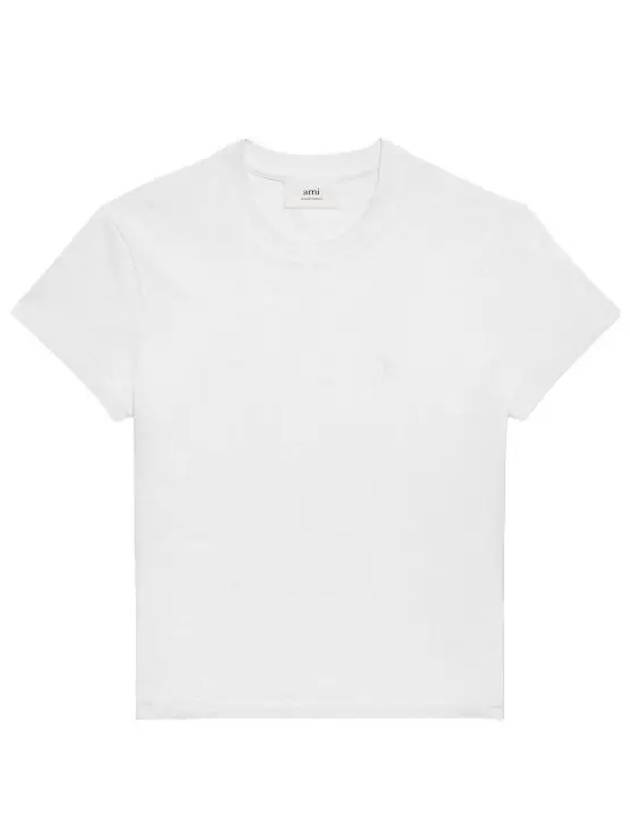 Embroidered Logo Cotton Short Sleeve T-Shirt White - AMI - BALAAN 3