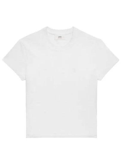 Embroidered Logo Cotton Short Sleeve T-Shirt White - AMI - BALAAN 2