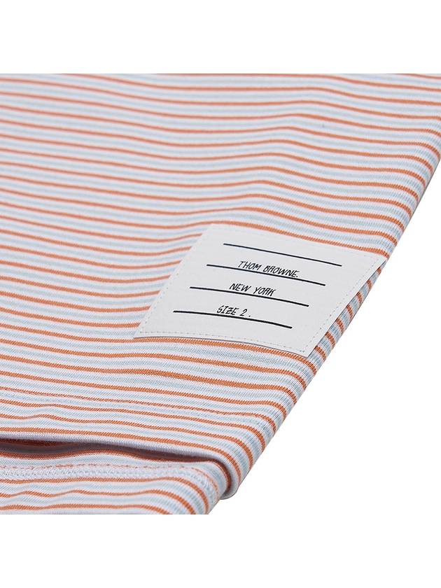 Striped Pocket Cotton Oversized Short Sleeve T-Shirt Orange - THOM BROWNE - BALAAN 8