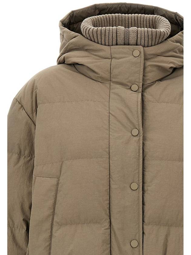 Brunello Cucinelli Hooded Knit Insert Down Jacket - BRUNELLO CUCINELLI - BALAAN 3