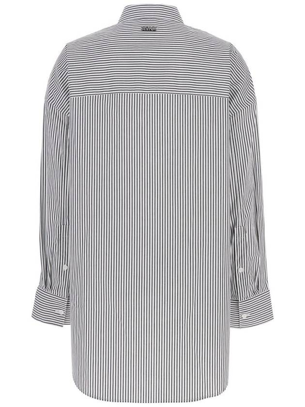 White Shirt With Classic Collar And All-Over Striped Motif In Cotton Stretch Woman - MICHAEL KORS - BALAAN 2