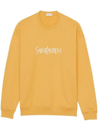 Embroidered Logo Organic Cotton Sweatshirt Yellow - SAINT LAURENT - BALAAN 2