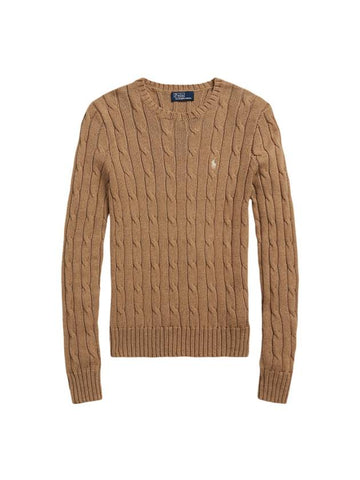 Cable Crew Neck Knit Top Beige - POLO RALPH LAUREN - BALAAN 1