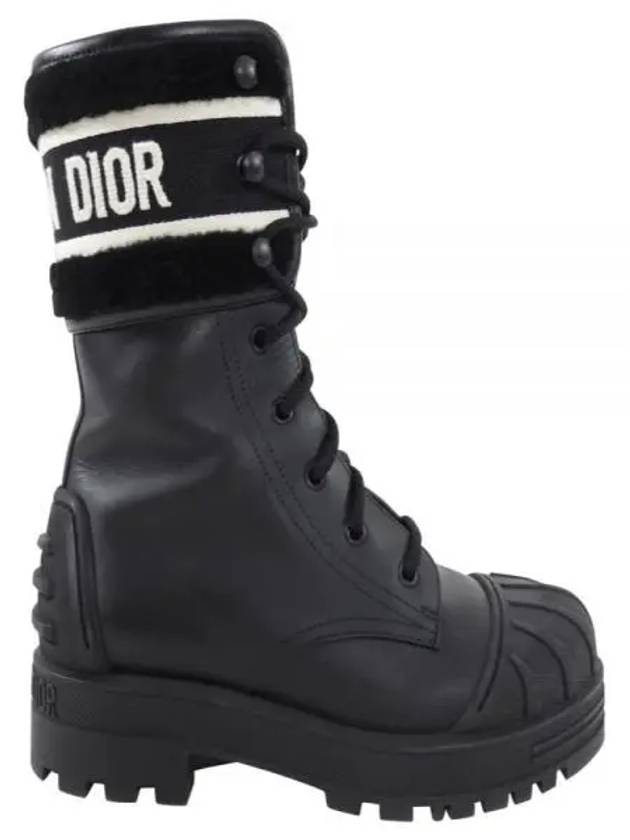 D Major Calfskin Lambskin Wool Worker Boots Black - DIOR - BALAAN 2