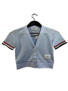 Women's RWB Striped Short Sleeve Cardigan Light Blue - THOM BROWNE - BALAAN 2