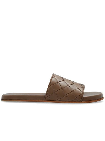 Bottega Veneta Leather Slides, Men's, Brown - BOTTEGA VENETA - BALAAN 1