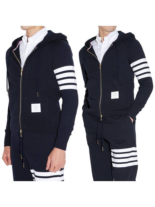 Engineered 4 Bar Diagonal Zip Up Hoodie Navy - THOM BROWNE - BALAAN 2