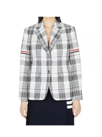 RWB Arm Banding Madras Check Jacket Med Grey - THOM BROWNE - BALAAN 2