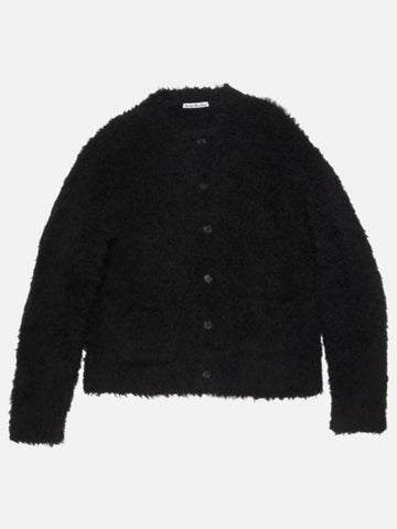 Crew Neck Alpaca Mix Cardigan Black - ACNE STUDIOS - BALAAN 1