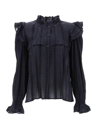 Jatedy Jacquard Detail Blouse Black - ISABEL MARANT ETOILE - BALAAN 1