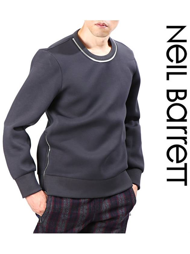 Zipper Round Neoprene Sweatshirt Gray - NEIL BARRETT - BALAAN 2