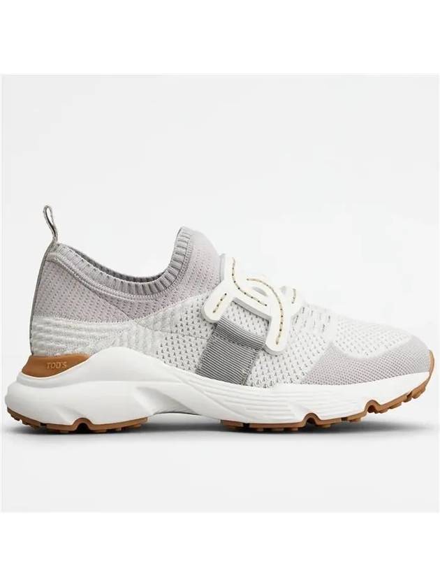 Women's High Tech Fabric Leather Low Top Sneakers Grey - TOD'S - BALAAN.