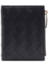 Intrecciato Zipper Small Half Wallet Black - BOTTEGA VENETA - BALAAN 3