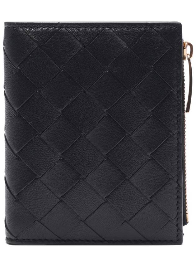 Intrecciato Zipper Small Half Wallet Black - BOTTEGA VENETA - BALAAN 3