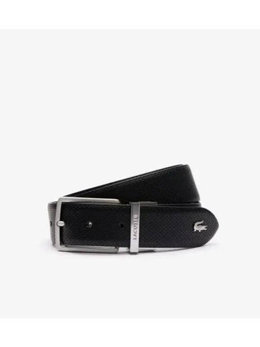 Men s Elegance Leather Belt Black Navy - LACOSTE - BALAAN 1