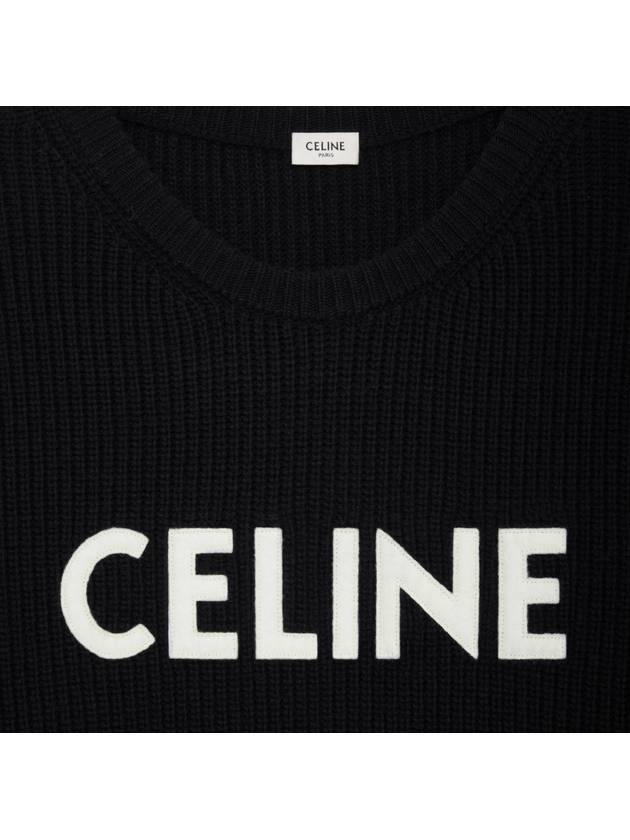 Logo Oversized Wool Knit Top Black - CELINE - BALAAN 5