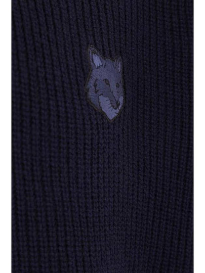 Fox Head Patch Half Zip Up Knit Top Navy - MAISON KITSUNE - BALAAN 2