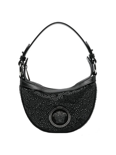 Crystal Repeat Mini Hobo Shoulder Bag Black - VERSACE - BALAAN 1