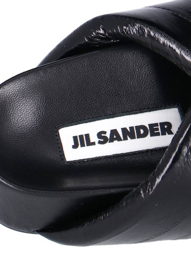 Crossover Strap Leather Slippers Black - JIL SANDER - BALAAN 6