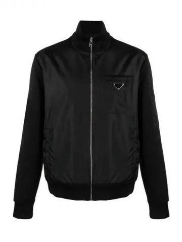 Triangle logo patch high neck mix jacket 271746 - PRADA - BALAAN 1