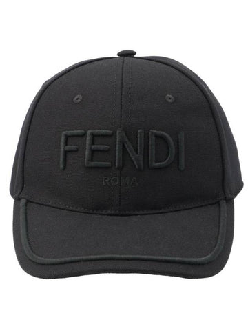 Logo Embroidery Ball Cap Black - FENDI - BALAAN 1