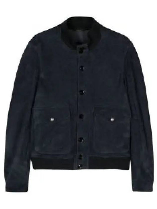 Leather Light Suede Bomber Jacket Navy - TOM FORD - BALAAN 1