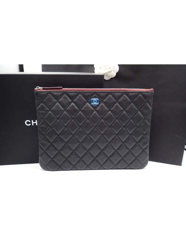 Medium Classic Clutch Bag Caviar Leather & Silver Black - CHANEL - BALAAN 3