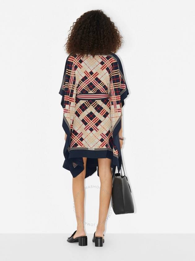 Burberry Abstract Check Print Silk Belted Cape - BURBERRY - BALAAN 3